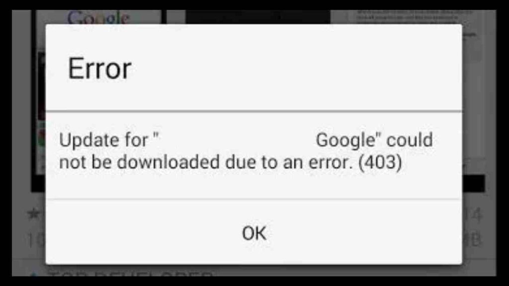 error 403 inside google play store
