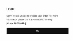 Nike Error Code 98D2586B