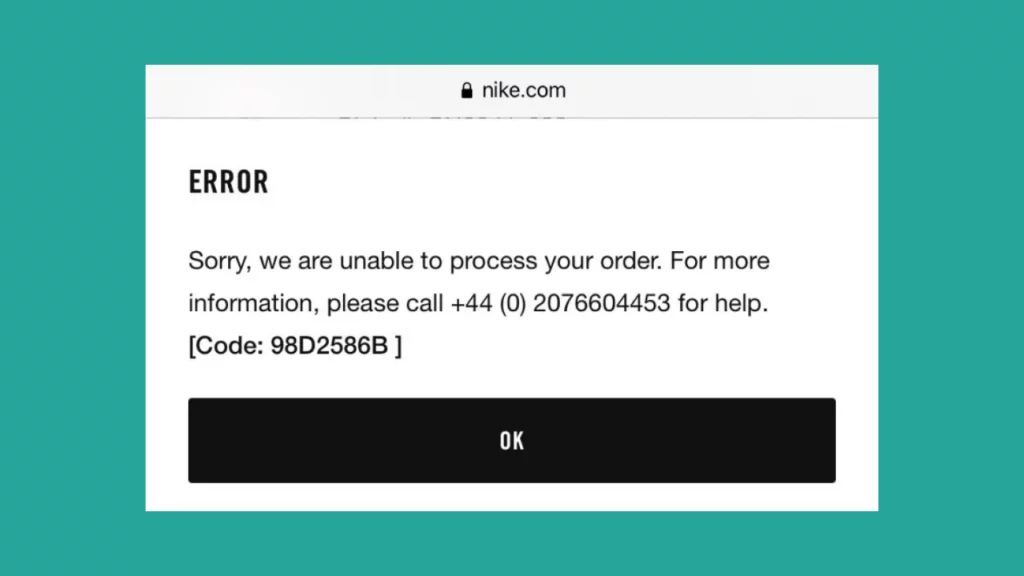 Nike Error Code 98D2586B? Try these 