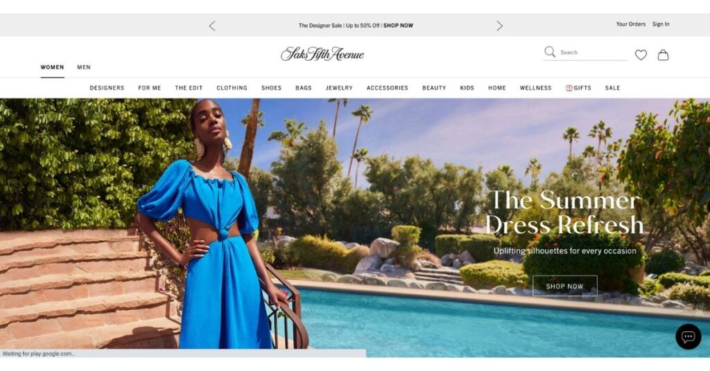 luxury department store 
designer shoes, apparel and handbags curated