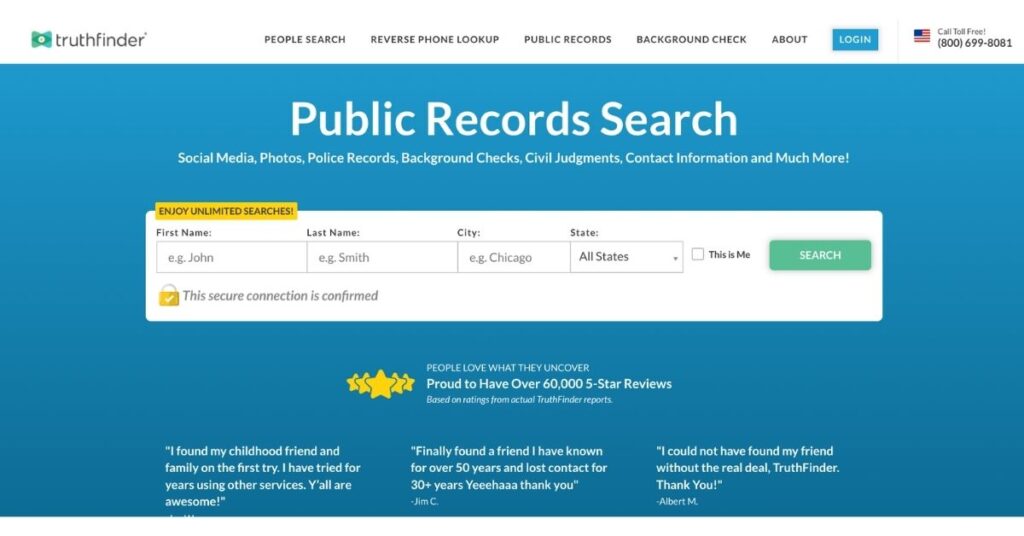 TruthFinders sites for searching peoples