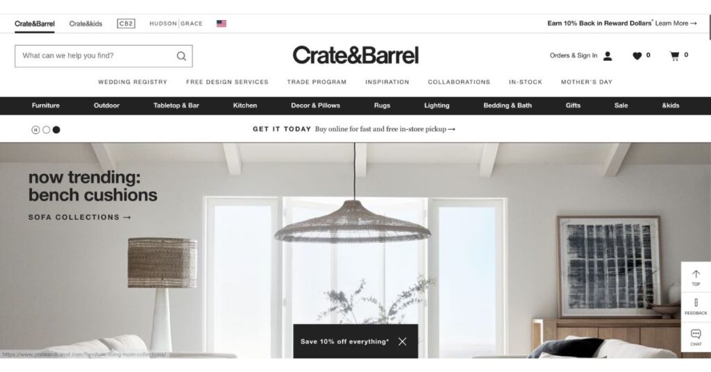 Crate&Barrel decor store like Bath & Beyond