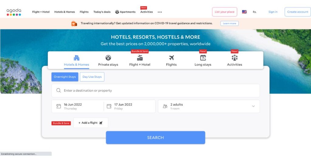 Agoda hotel booking app