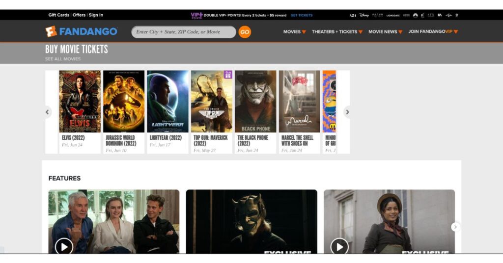 Fandango tickets booking site