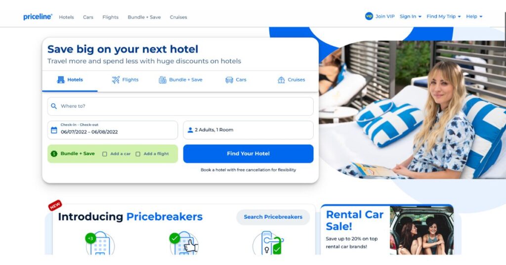 Priceline travelling booking site