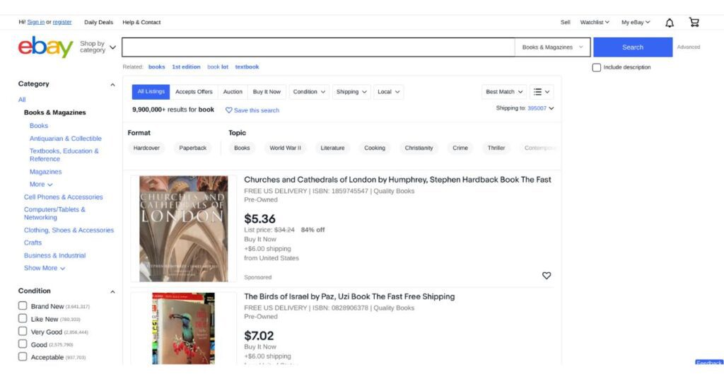 eBay Stores like Barnes and Noble