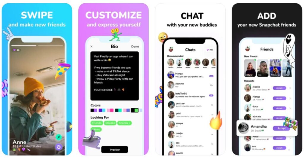 purp App Find people to talk & snapchat