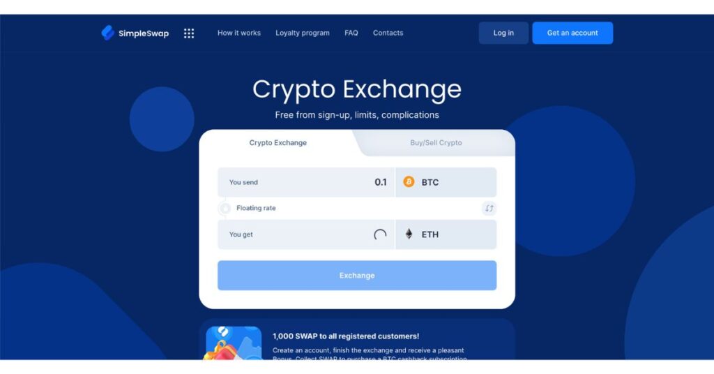 SimpleSwap Cryptocurrency Exchange Easy way to swap