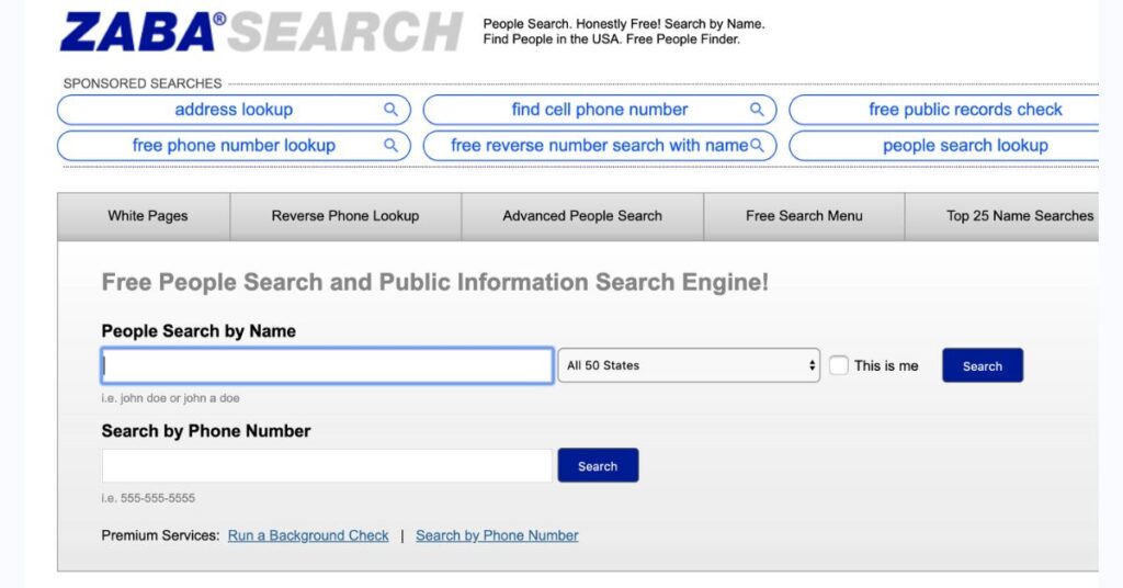 ZabaSearch: People Search Engine - Search By Name
