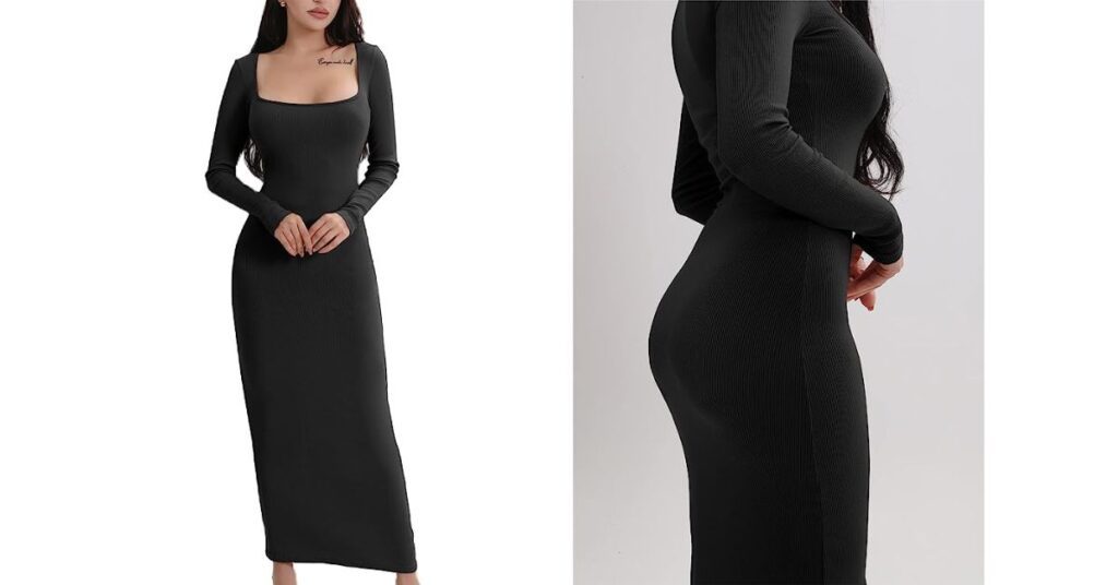 AYWA — Women's Long Sleeve Square Neck Maxi Dress