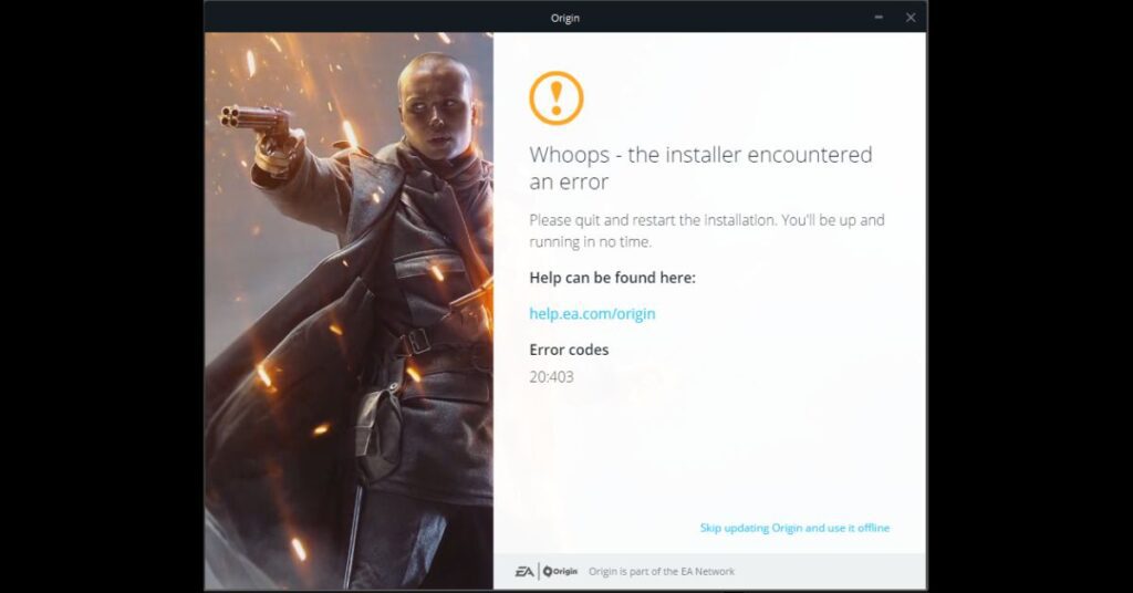 Origin Error Code 20:403