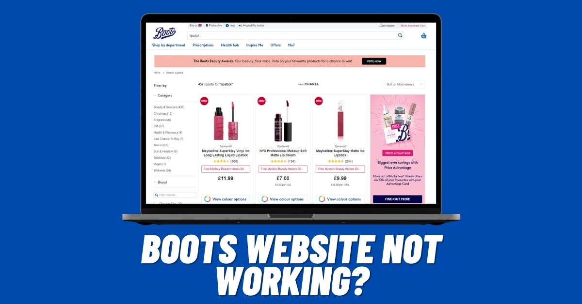 Boots Website Not Working