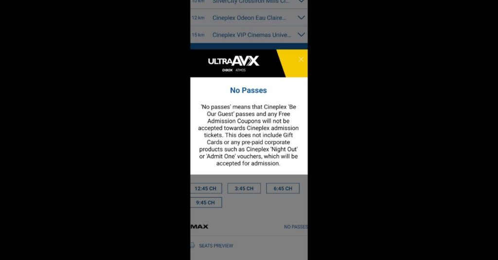 No Passes Mean at Cineplex